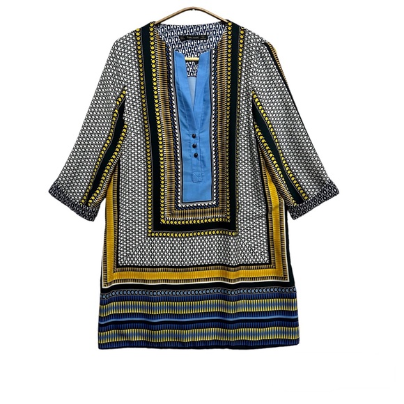 Zara Tops - Zara Womens Moroccan Tunic Blouse Lightweight Multicolor 3/4 sleeve Size L